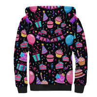 7th Birthday Girl Sherpa Hoodie with Cake Balloons Confetti and I Was 6 Now I'm 7