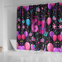 7th Birthday Girl Shower Curtain with Cake Balloons Confetti and I Was 6 Now I'm 7