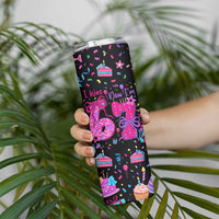 7th Birthday Girl Skinny Tumbler with Cake Balloons Confetti and I Was 6 Now I'm 7