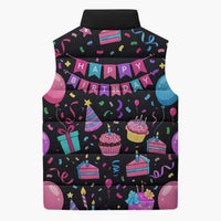 7th Birthday Girl Sleeveless Puffer Jacket with Cake Balloons Confetti and I Was 6 Now I'm 7