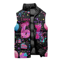 7th Birthday Girl Sleeveless Puffer Jacket with Cake Balloons Confetti and I Was 6 Now I'm 7
