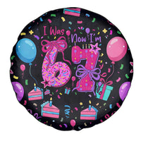 7th Birthday Girl Spare Tire Cover with Cake Balloons Confetti and I Was 6 Now I'm 7
