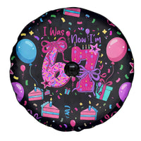 7th Birthday Girl Spare Tire Cover with Cake Balloons Confetti and I Was 6 Now I'm 7