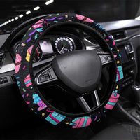 7th Birthday Girl Steering Wheel Cover with Cake Balloons Confetti and I Was 6 Now I'm 7