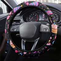 7th Birthday Girl Steering Wheel Cover with Cake Balloons Confetti and I Was 6 Now I'm 7