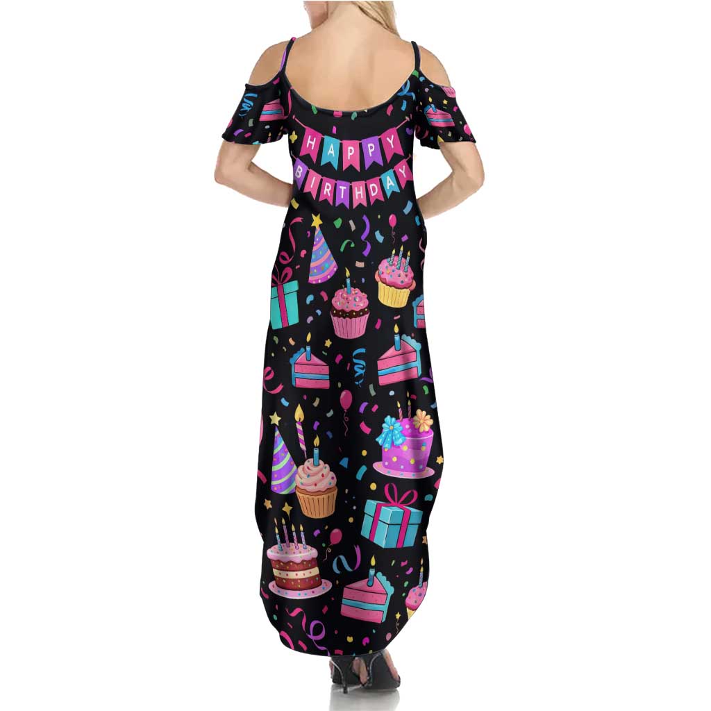 7th Birthday Girl Summer Maxi Dress with Cake Balloons Confetti and I Was 6 Now I'm 7