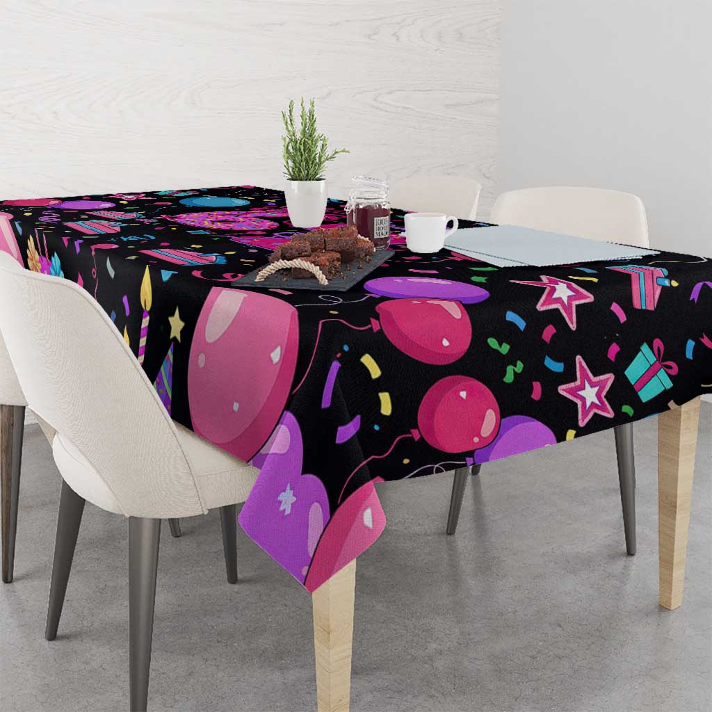 7th Birthday Girl Tablecloth with Cake Balloons Confetti and I Was 6 Now I'm 7