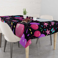 7th Birthday Girl Tablecloth with Cake Balloons Confetti and I Was 6 Now I'm 7