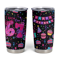 7th Birthday Girl Tumbler Cup with Cake Balloons Confetti and I Was 6 Now I'm 7