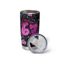 7th Birthday Girl Tumbler Cup with Cake Balloons Confetti and I Was 6 Now I'm 7