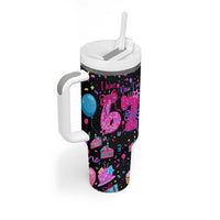 7th Birthday Girl Tumbler With Handle with Cake Balloons Confetti and I Was 6 Now I'm 7