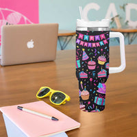 7th Birthday Girl Tumbler With Handle with Cake Balloons Confetti and I Was 6 Now I'm 7