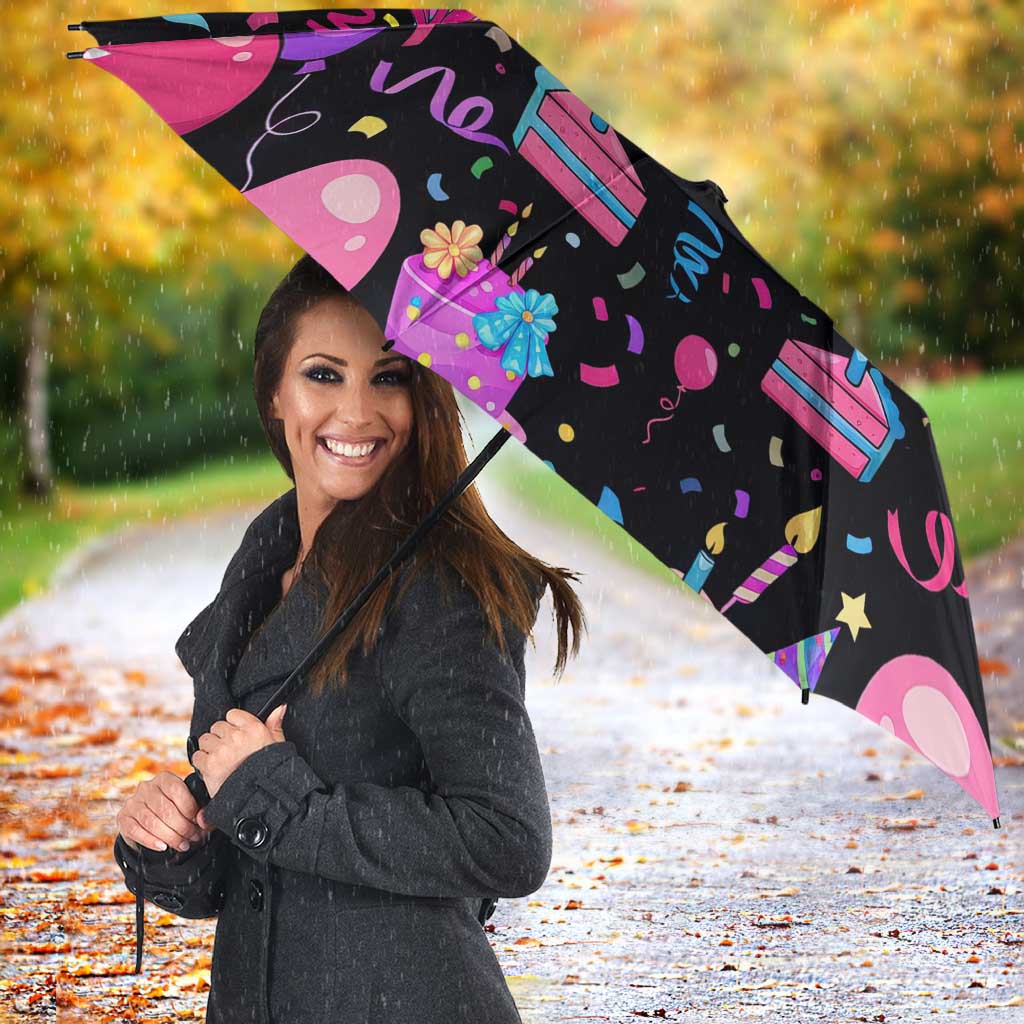 7th Birthday Girl Umbrella with Cake Balloons Confetti and I Was 6 Now I'm 7