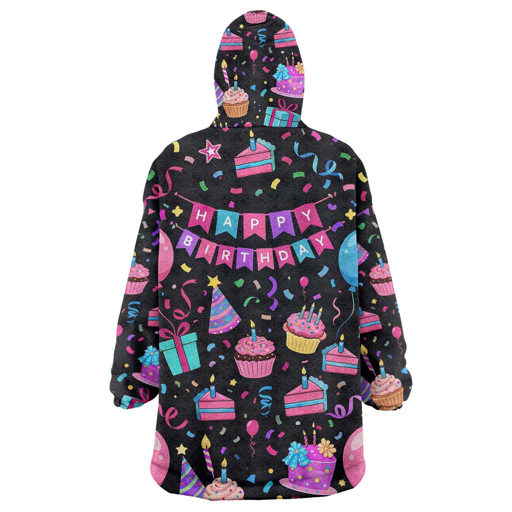 7th Birthday Girl Wearable Blanket Hoodie with Cake Balloons Confetti and I Was 6 Now I'm 7