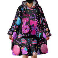 7th Birthday Girl Wearable Blanket Hoodie with Cake Balloons Confetti and I Was 6 Now I'm 7