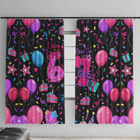 7th Birthday Girl Window Curtain with Cake Balloons Confetti and I Was 6 Now I'm 7