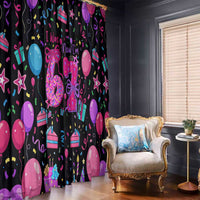 7th Birthday Girl Window Curtain with Cake Balloons Confetti and I Was 6 Now I'm 7
