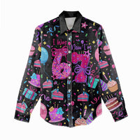 7th Birthday Girl Women Casual Shirt with Cake Balloons Confetti and I Was 6 Now I'm 7