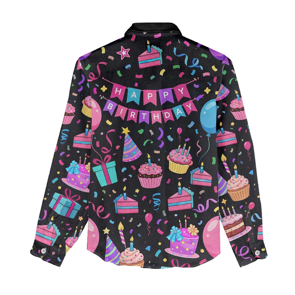 7th Birthday Girl Women Casual Shirt with Cake Balloons Confetti and I Was 6 Now I'm 7