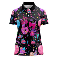 7th Birthday Girl Women Polo Shirt with Cake Balloons Confetti and I Was 6 Now I'm 7