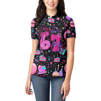 7th Birthday Girl Women Polo Shirt with Cake Balloons Confetti and I Was 6 Now I'm 7
