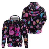 7th Birthday Girl Zip Hoodie with Cake Balloons Confetti and I Was 6 Now I'm 7
