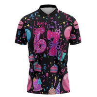 7th Birthday Girl Zipper Polo Shirt with Cake Balloons Confetti and I Was 6 Now I'm 7