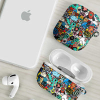 Happy Doodle Monsters Sticker Bomb AirPods Case Funny Graffiti Style Cartoon