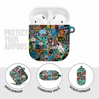 Happy Doodle Monsters Sticker Bomb AirPods Case Funny Graffiti Style Cartoon