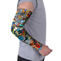 Happy Doodle Monsters Sticker Bomb Arm Sleeves Funny Graffiti Style Cartoon