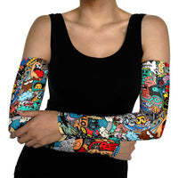 Happy Doodle Monsters Sticker Bomb Arm Sleeves Funny Graffiti Style Cartoon