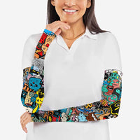 Happy Doodle Monsters Sticker Bomb Arm Sleeves Funny Graffiti Style Cartoon