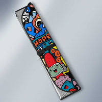 Happy Doodle Monsters Sticker Bomb Auto Sun Shade Funny Graffiti Style Cartoon