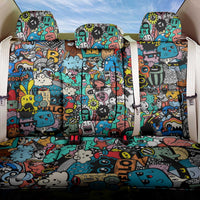 Happy Doodle Monsters Sticker Bomb Back Car Seat Cover Funny Graffiti Style Cartoon