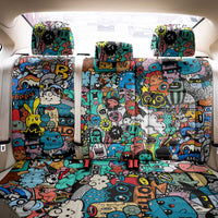 Happy Doodle Monsters Sticker Bomb Back Car Seat Cover Funny Graffiti Style Cartoon