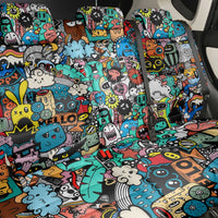 Happy Doodle Monsters Sticker Bomb Back Car Seat Cover Funny Graffiti Style Cartoon