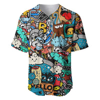 Happy Doodle Monsters Sticker Bomb Baseball Jersey Funny Graffiti Style Cartoon