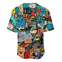 Happy Doodle Monsters Sticker Bomb Baseball Jersey Funny Graffiti Style Cartoon