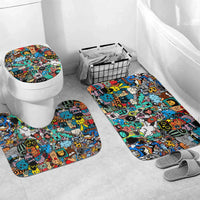 Happy Doodle Monsters Sticker Bomb Bathroom Set Funny Graffiti Style Cartoon