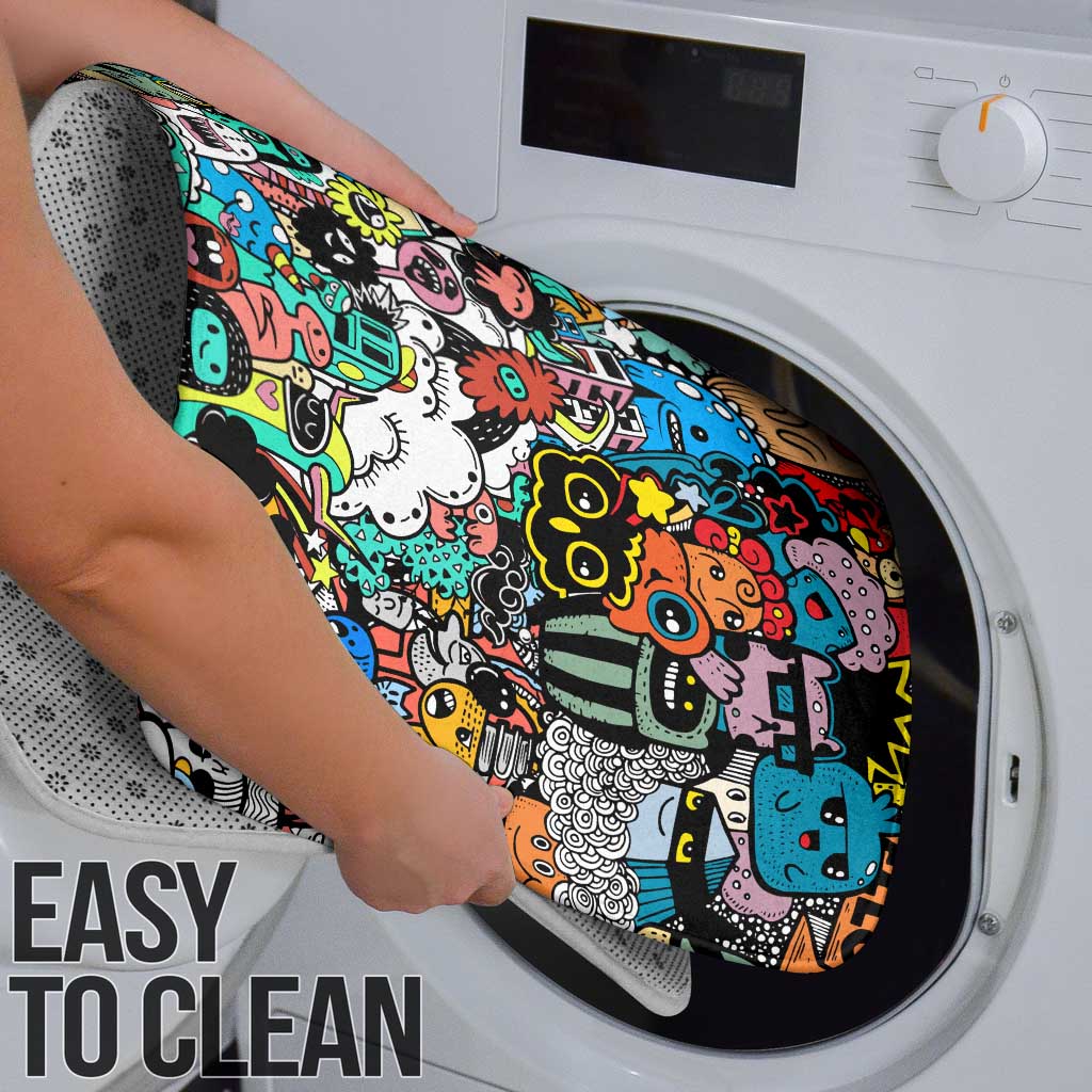 Happy Doodle Monsters Sticker Bomb Bathroom Set Funny Graffiti Style Cartoon