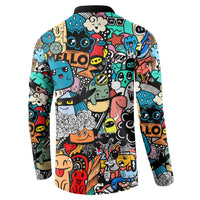 Happy Doodle Monsters Sticker Bomb Button Sweatshirt Funny Graffiti Style Cartoon