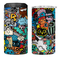Happy Doodle Monsters Sticker Bomb 4 in 1 Can Cooler Tumbler Funny Graffiti Style Cartoon