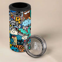 Happy Doodle Monsters Sticker Bomb 4 in 1 Can Cooler Tumbler Funny Graffiti Style Cartoon