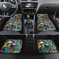 Happy Doodle Monsters Sticker Bomb Car Mats Funny Graffiti Style Cartoon