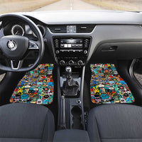 Happy Doodle Monsters Sticker Bomb Car Mats Funny Graffiti Style Cartoon