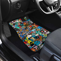 Happy Doodle Monsters Sticker Bomb Car Mats Funny Graffiti Style Cartoon
