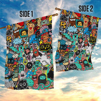 Happy Doodle Monsters Sticker Bomb Garden Flag Funny Graffiti Style Cartoon