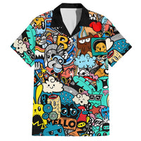 Happy Doodle Monsters Sticker Bomb Hawaiian Shirt Funny Graffiti Style Cartoon