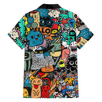 Happy Doodle Monsters Sticker Bomb Hawaiian Shirt Funny Graffiti Style Cartoon