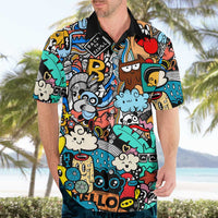 Happy Doodle Monsters Sticker Bomb Hawaiian Shirt Funny Graffiti Style Cartoon